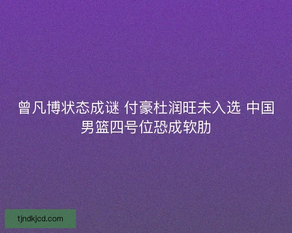 曾凡博状态成谜 付豪杜润旺未入选 中国男篮四号位恐成软肋
